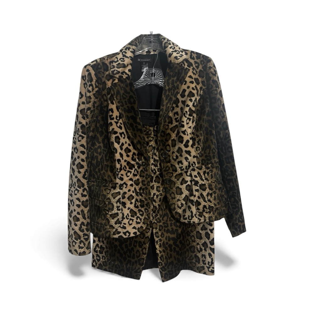 Leopard Print Women's Jacket & Skirt